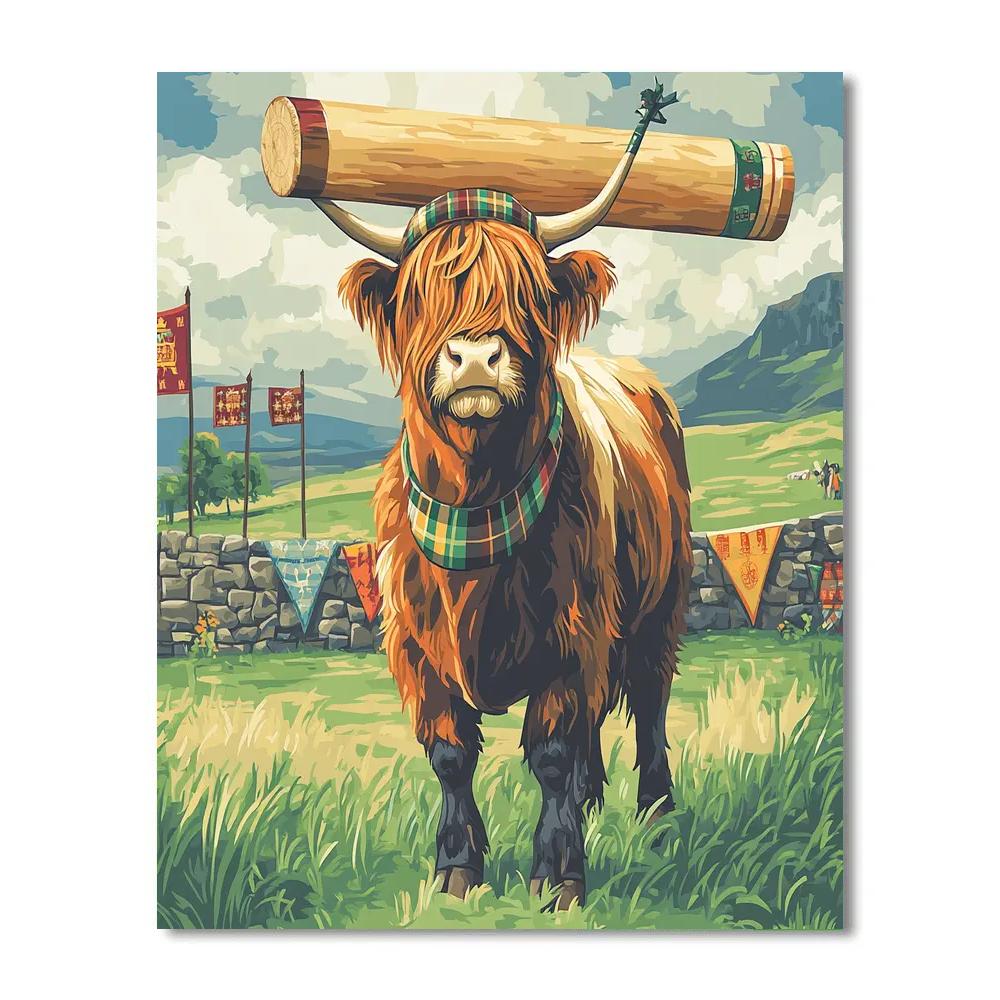 Highland Cow Highland Games Helper Paint by numbers kits