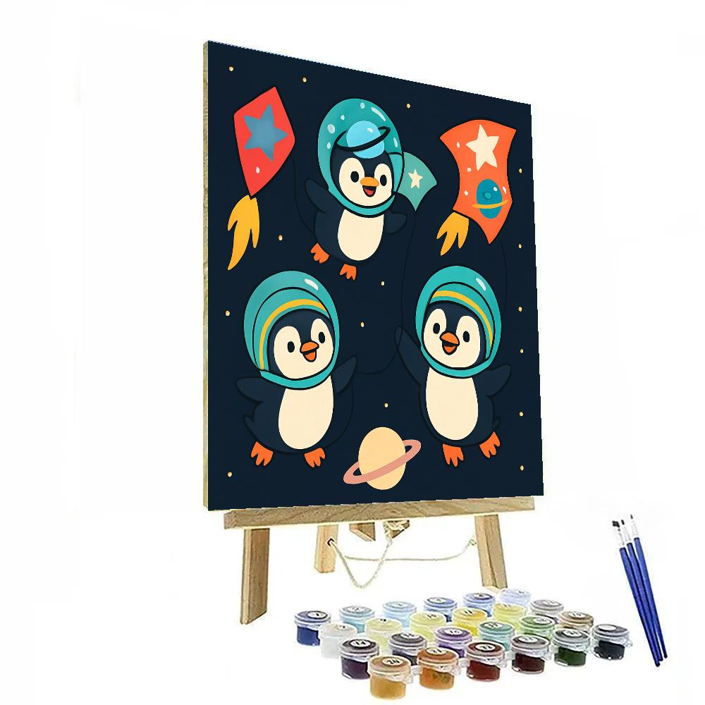 Comet Kite Festival For The Space Penguins Numbered painting kits
