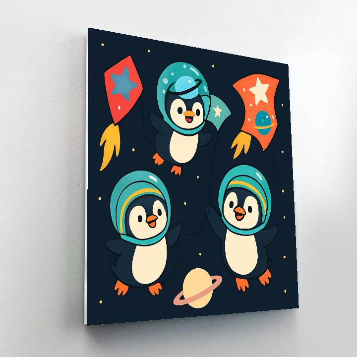Comet Kite Festival For The Space Penguins Numbered painting kits