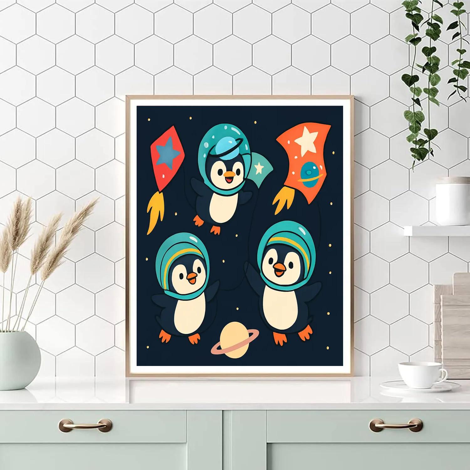 Comet Kite Festival For The Space Penguins Numbered painting kits