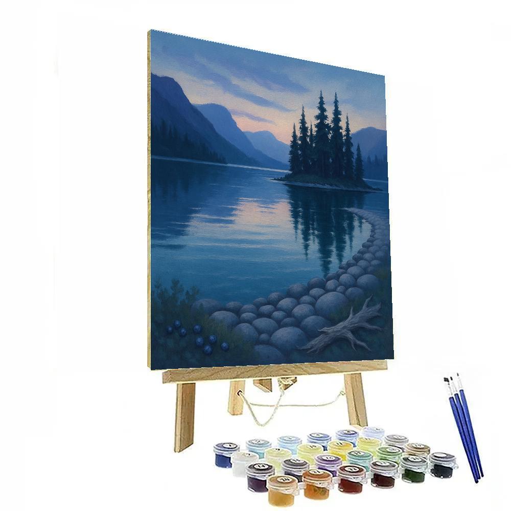 Twilight Glass Lake And The Whispering Pines paint by numbers