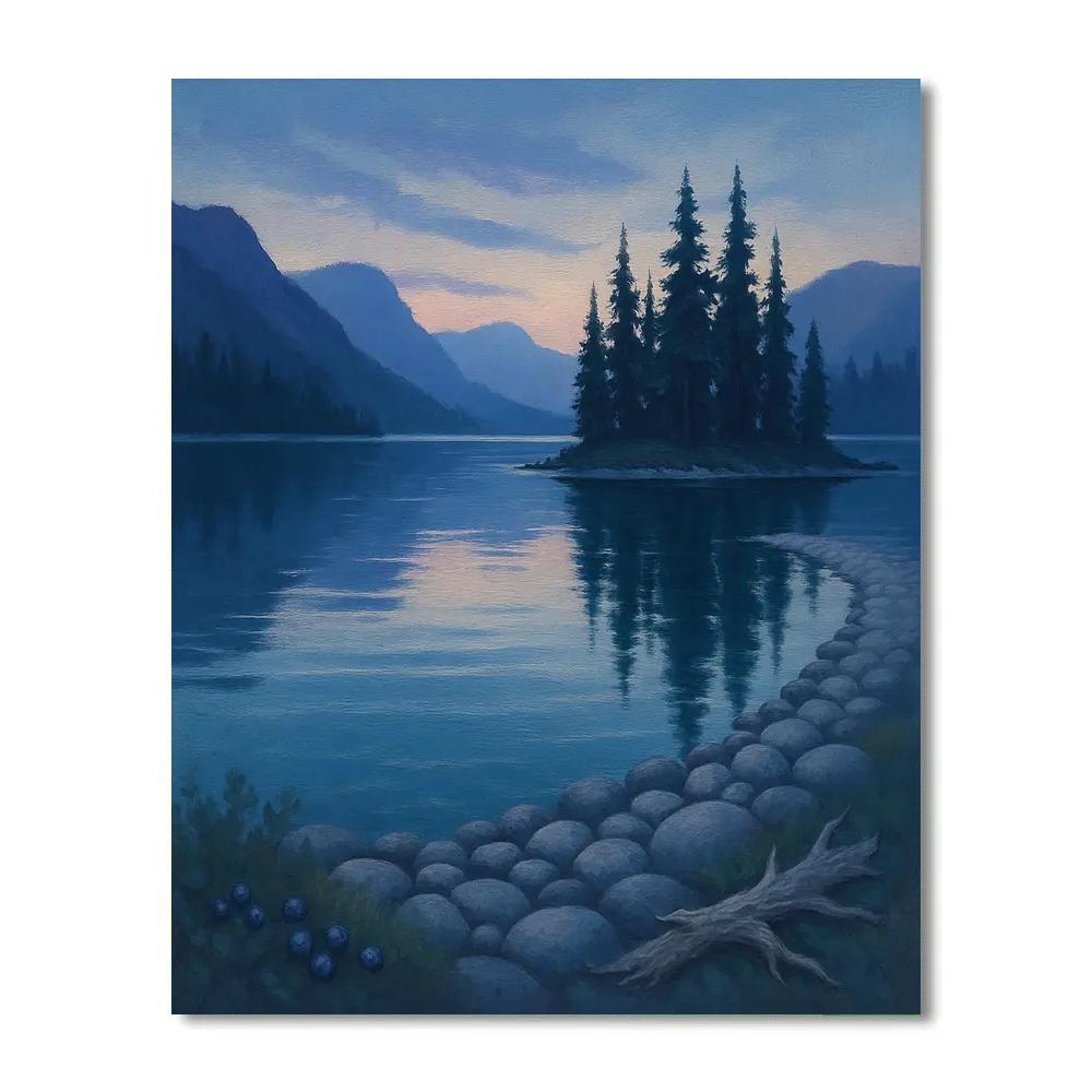 Twilight Glass Lake And The Whispering Pines paint by numbers