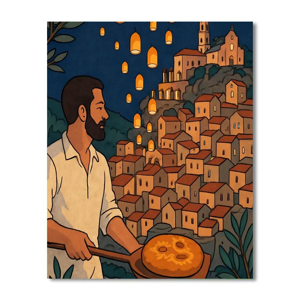 Italy Lantern Festival On The Sassi Terraces Numbered painting kits