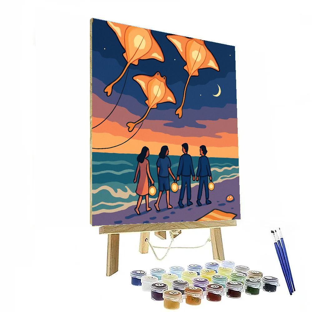 Kite Lantern Beach Parade painting number kit