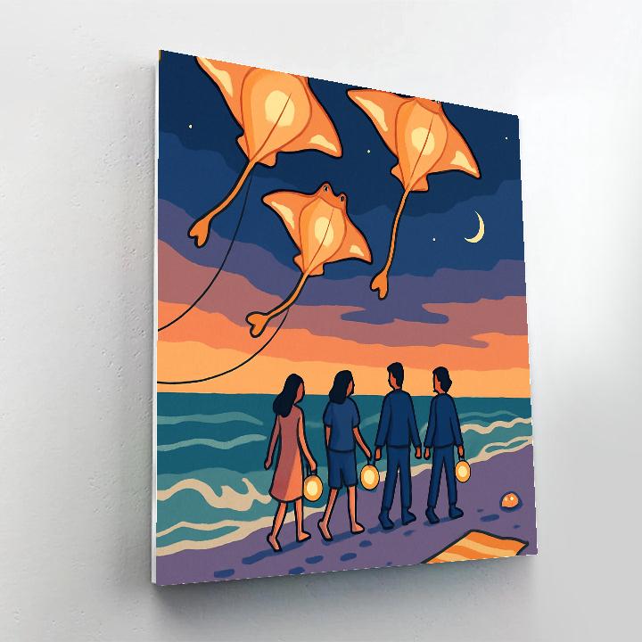 Kite Lantern Beach Parade painting number kit