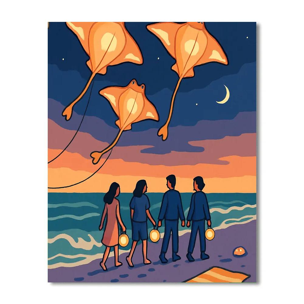 Kite Lantern Beach Parade painting number kit