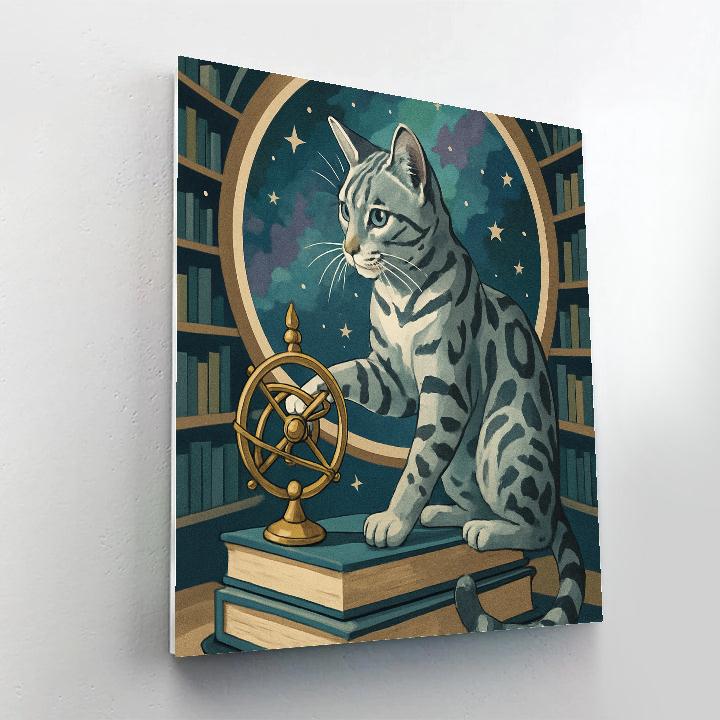 Cat Observatory Window In A Floating Library paint by color