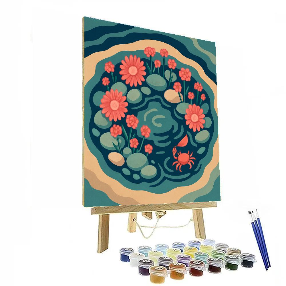 Tidepool Flowers In Coral Glass DIY paint by numbers