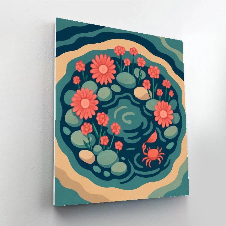 Tidepool Flowers In Coral Glass DIY paint by numbers