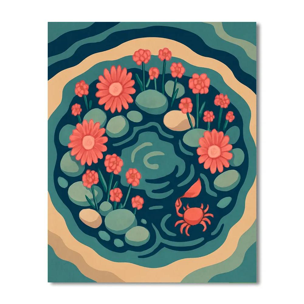 Tidepool Flowers In Coral Glass DIY paint by numbers