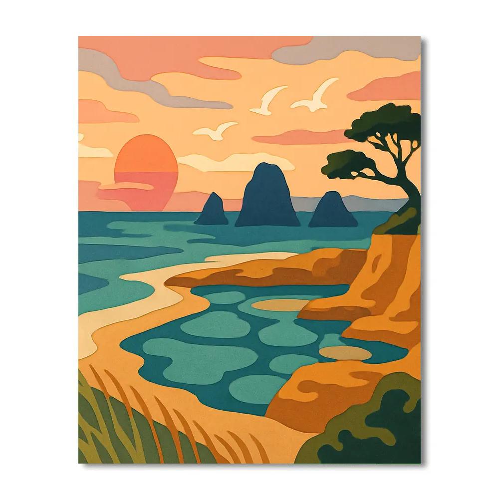 Tideglass Coastline Landscape painting number kit