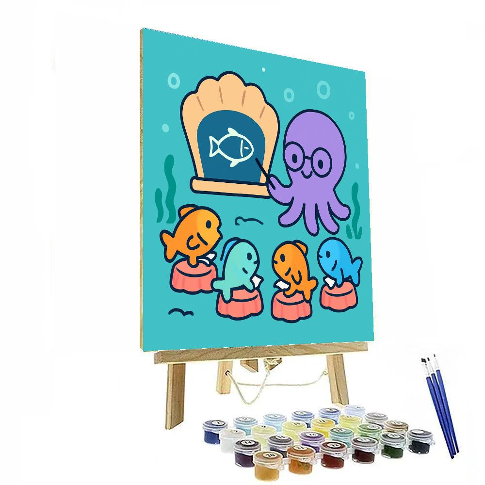 Coral Classroom With Professor Octopus Number painting