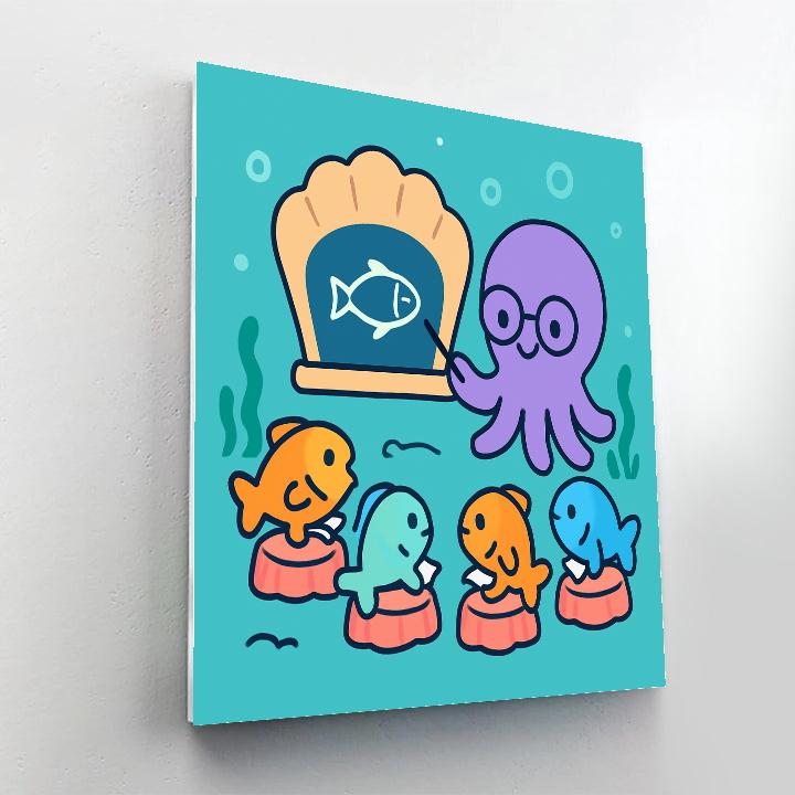 Coral Classroom With Professor Octopus Number painting