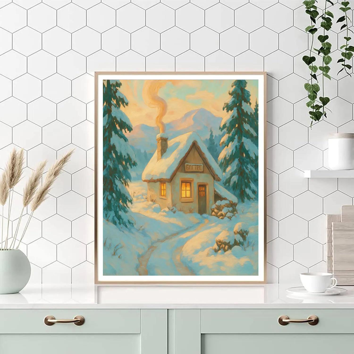 Sunrise Smoke Above The Mountain Baker Cottage paint by numbers
