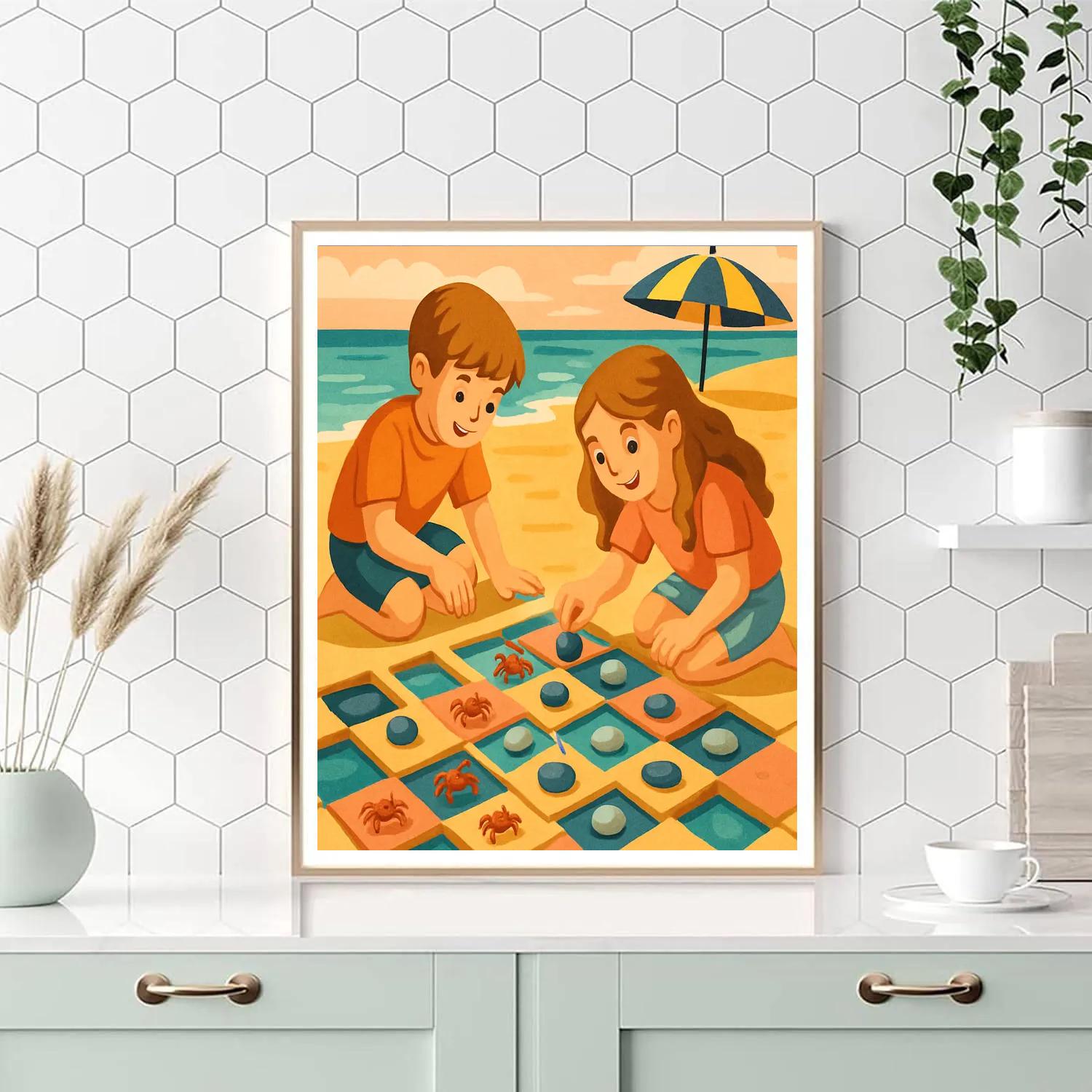 Tidepool Chessboard At The Beach paint by numbers