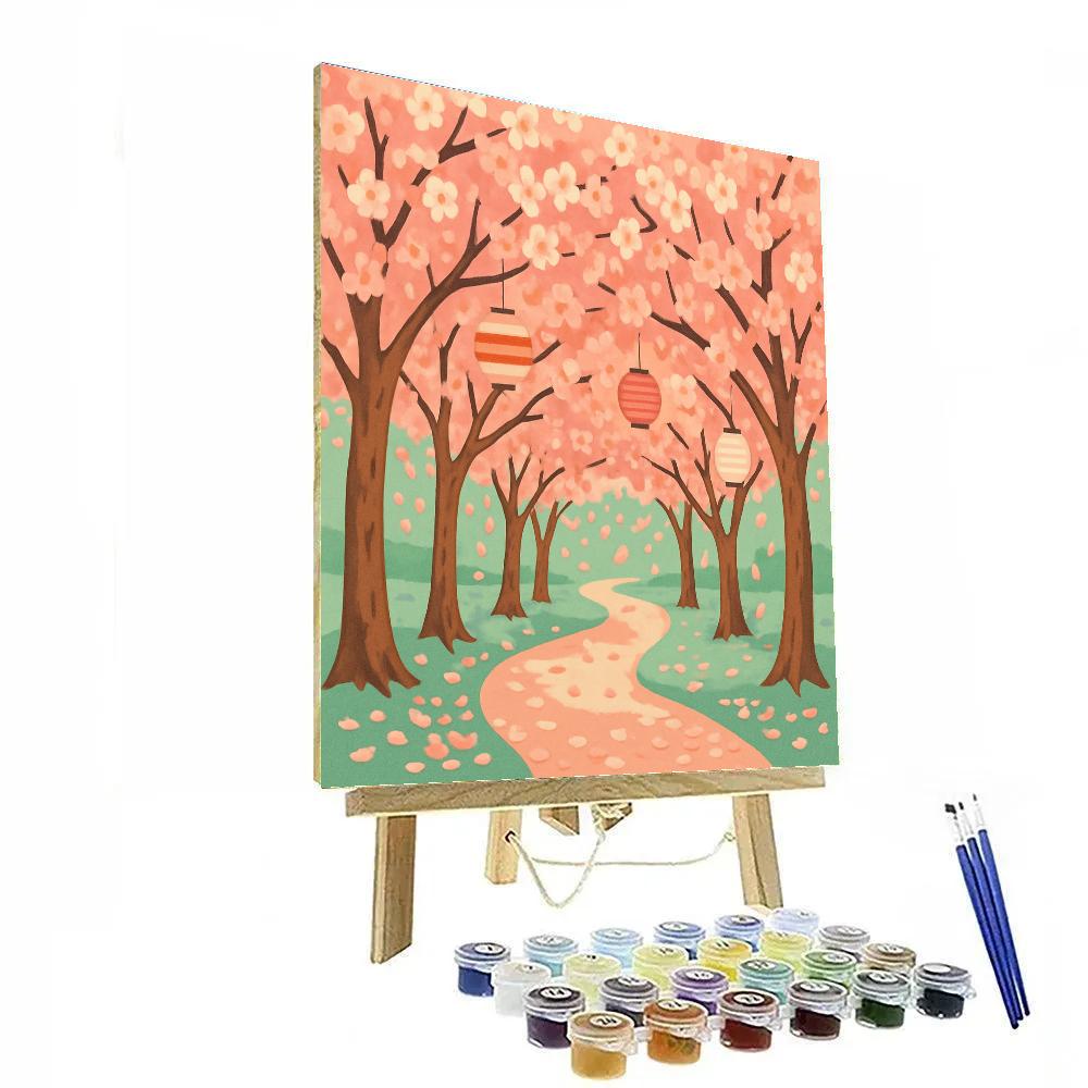 Lantern Grove With Tree Canopies In Blossom Paint by numbers kits