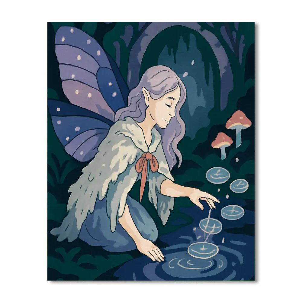 Mirror Pool Ritual With Fairy Light Number painting