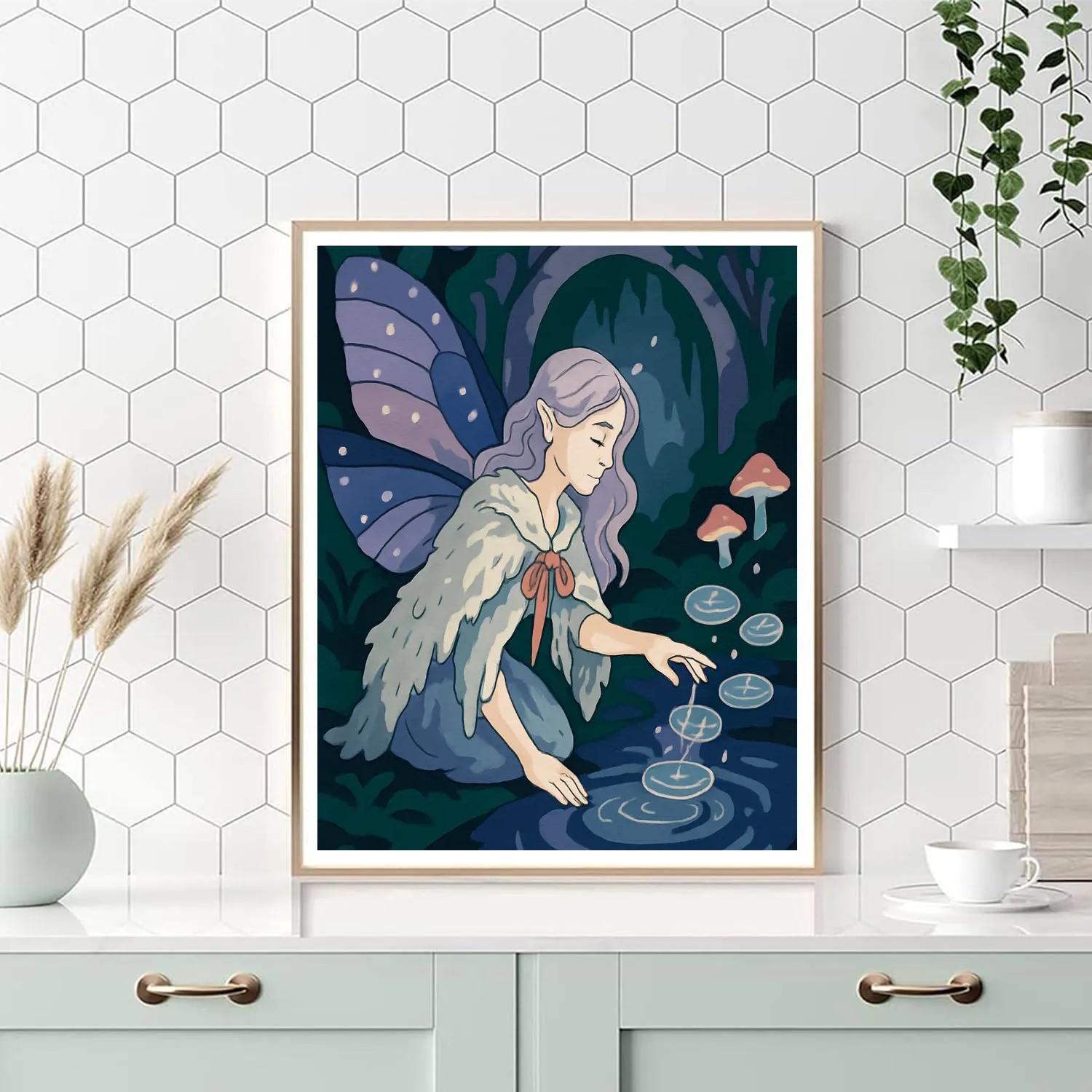 Mirror Pool Ritual With Fairy Light Number painting