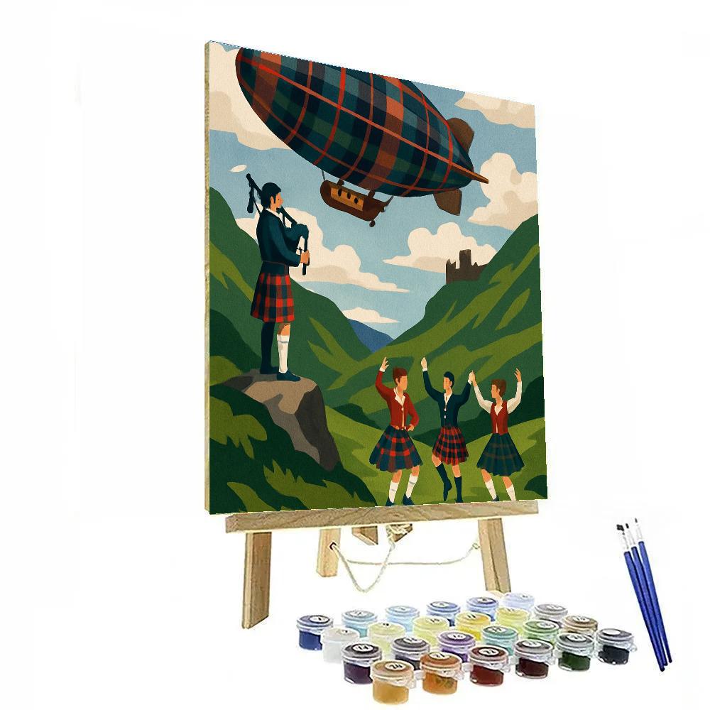 Scotland Tartan Skyship Ceilidh DIY paint by numbers