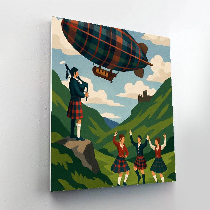 Scotland Tartan Skyship Ceilidh DIY paint by numbers