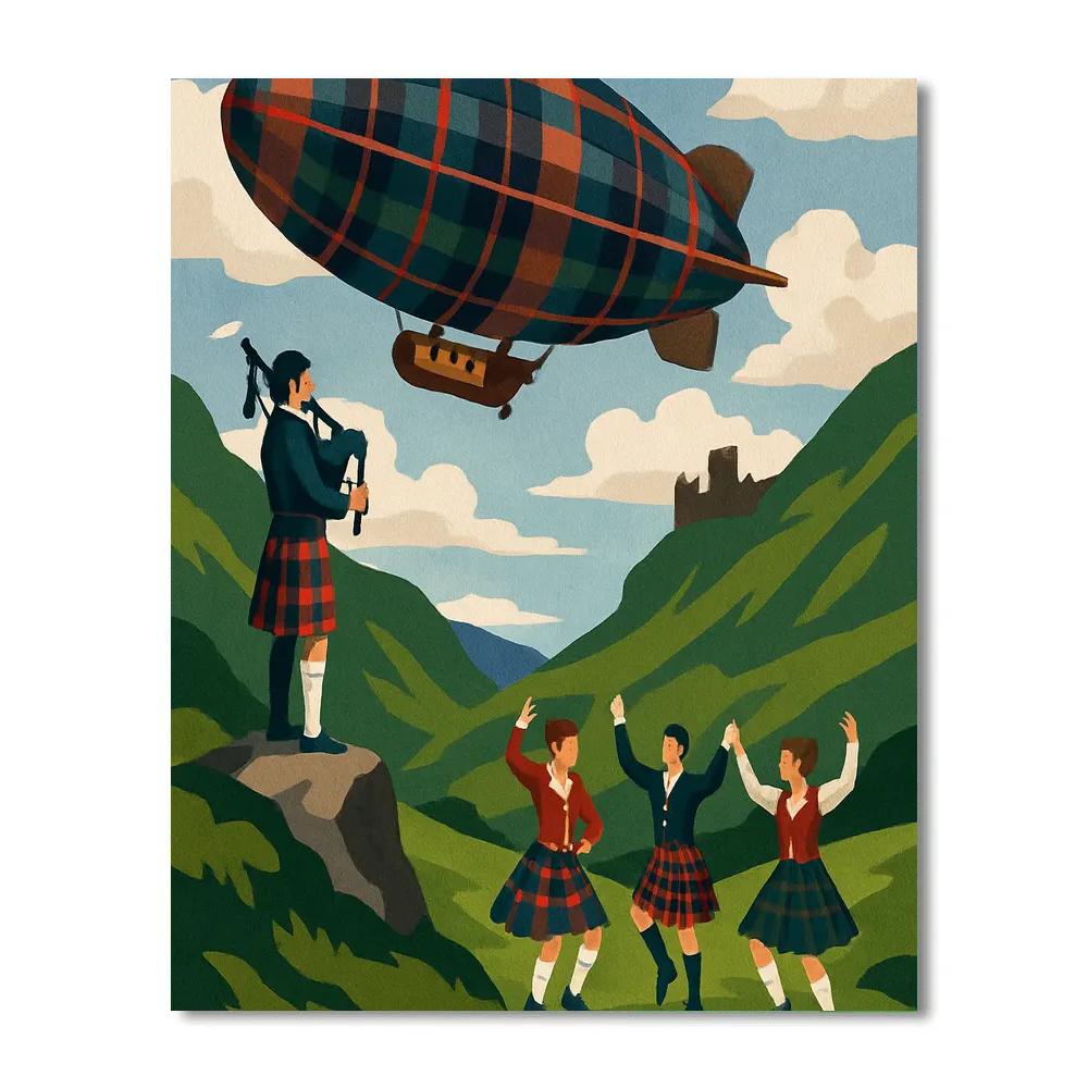 Scotland Tartan Skyship Ceilidh DIY paint by numbers