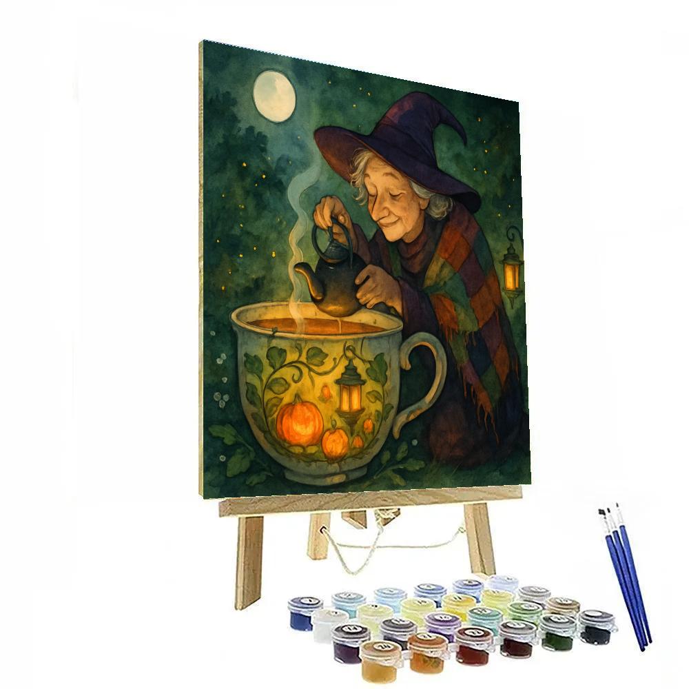 The Witchs Teacup Greenhouse At Midnight paint by color