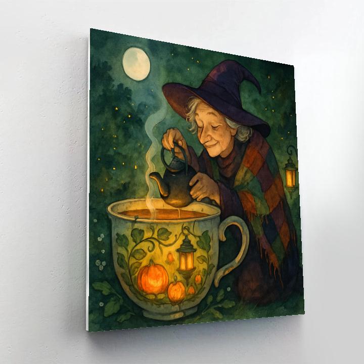 The Witchs Teacup Greenhouse At Midnight paint by color