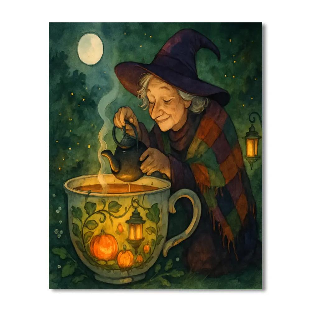 The Witchs Teacup Greenhouse At Midnight paint by color