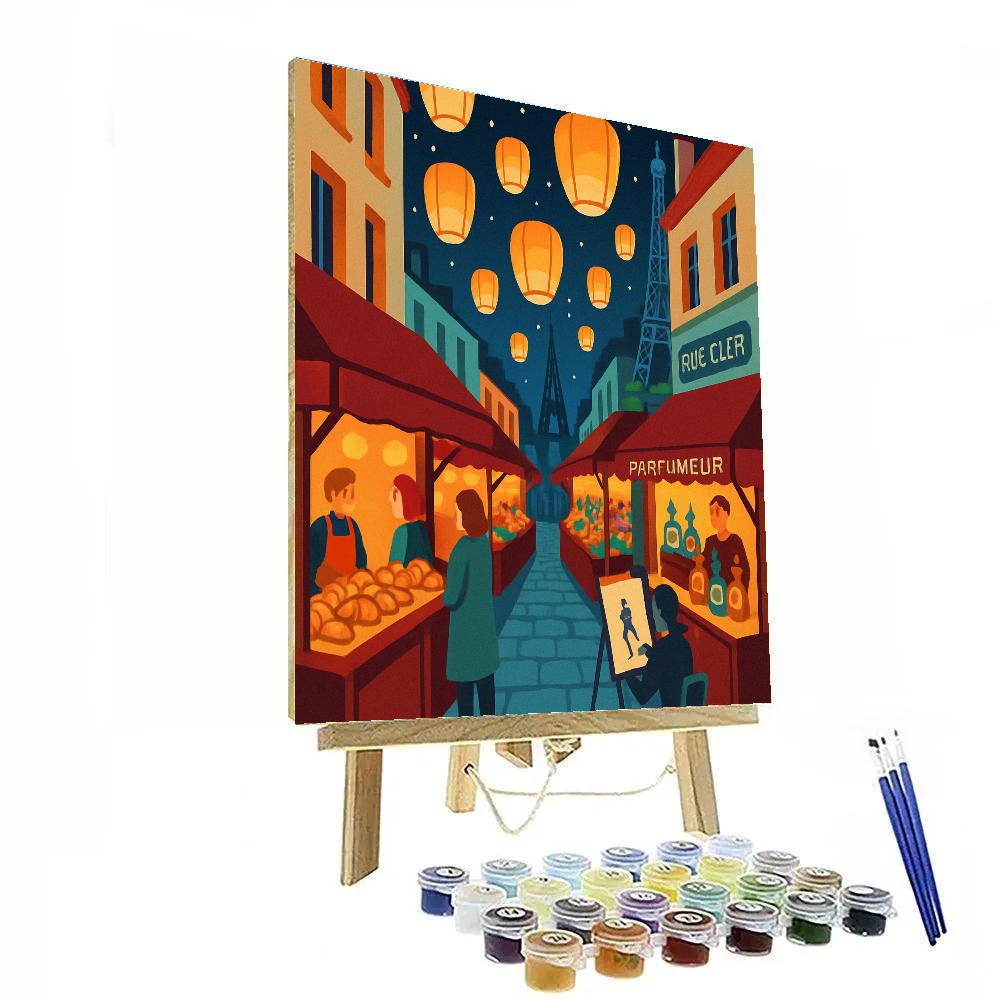 Paris Lantern Market By The Atomium Sky paint by number