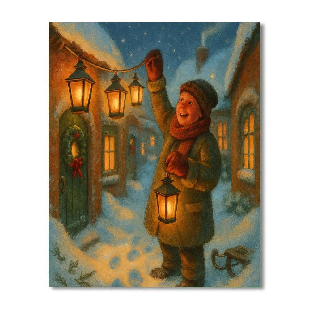 Lanternmakers Snowy Alley Paint by numbers art