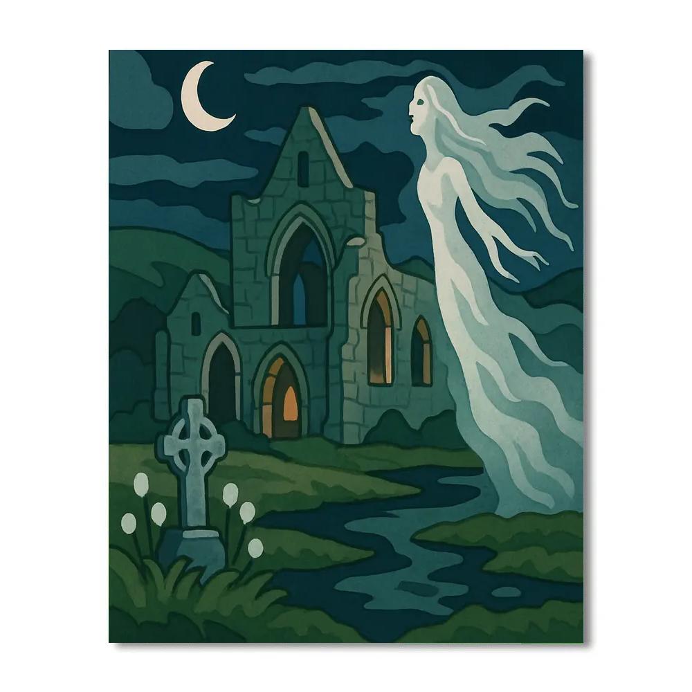 Lanternlit Ireland Banshee Over The Abbey Ruins DIY paint by numbers