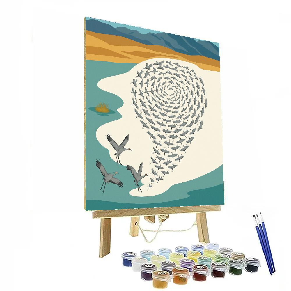 Wind Map Birds Over A Desert Salt Lake paint by numbers