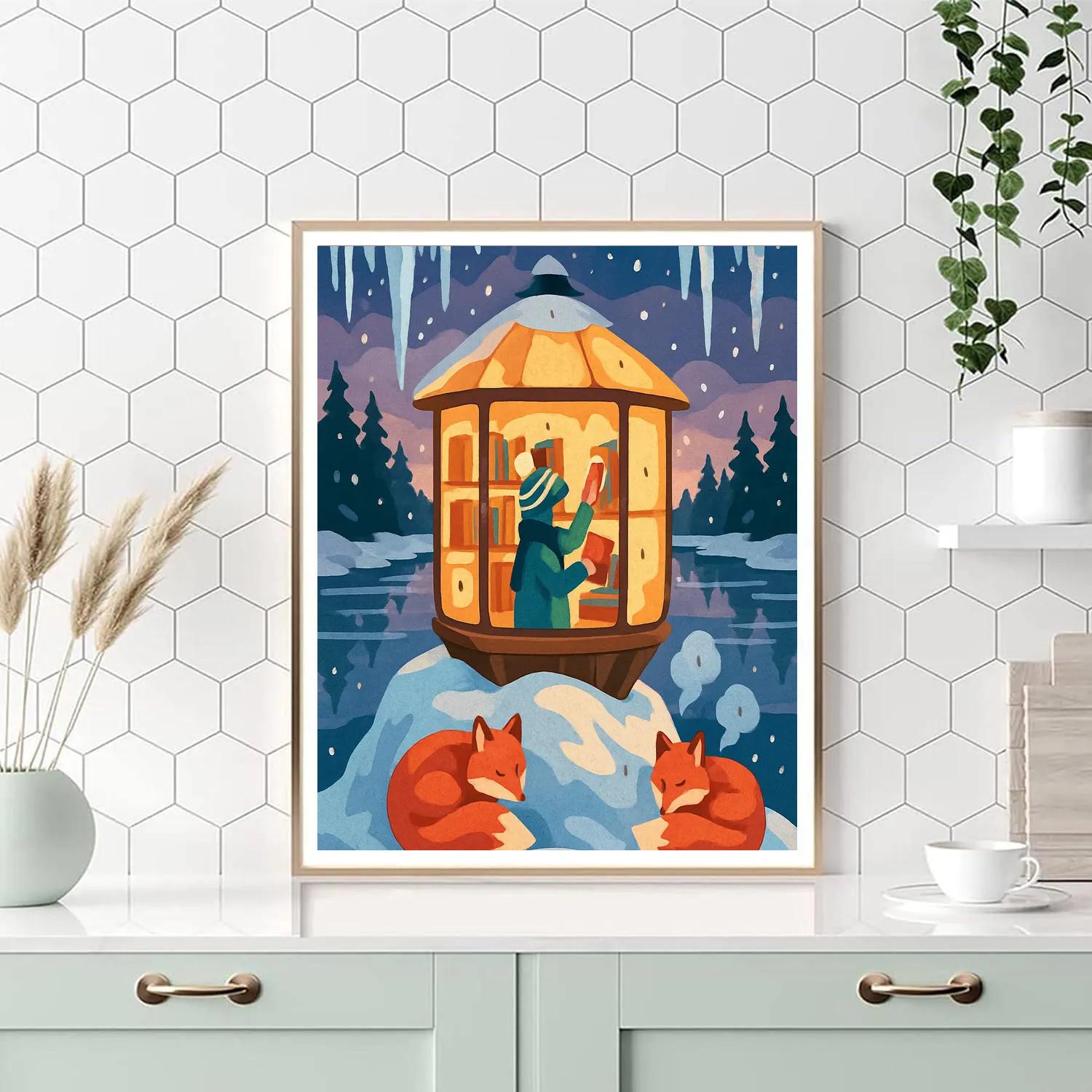 Lantern Library In Winter Number painting