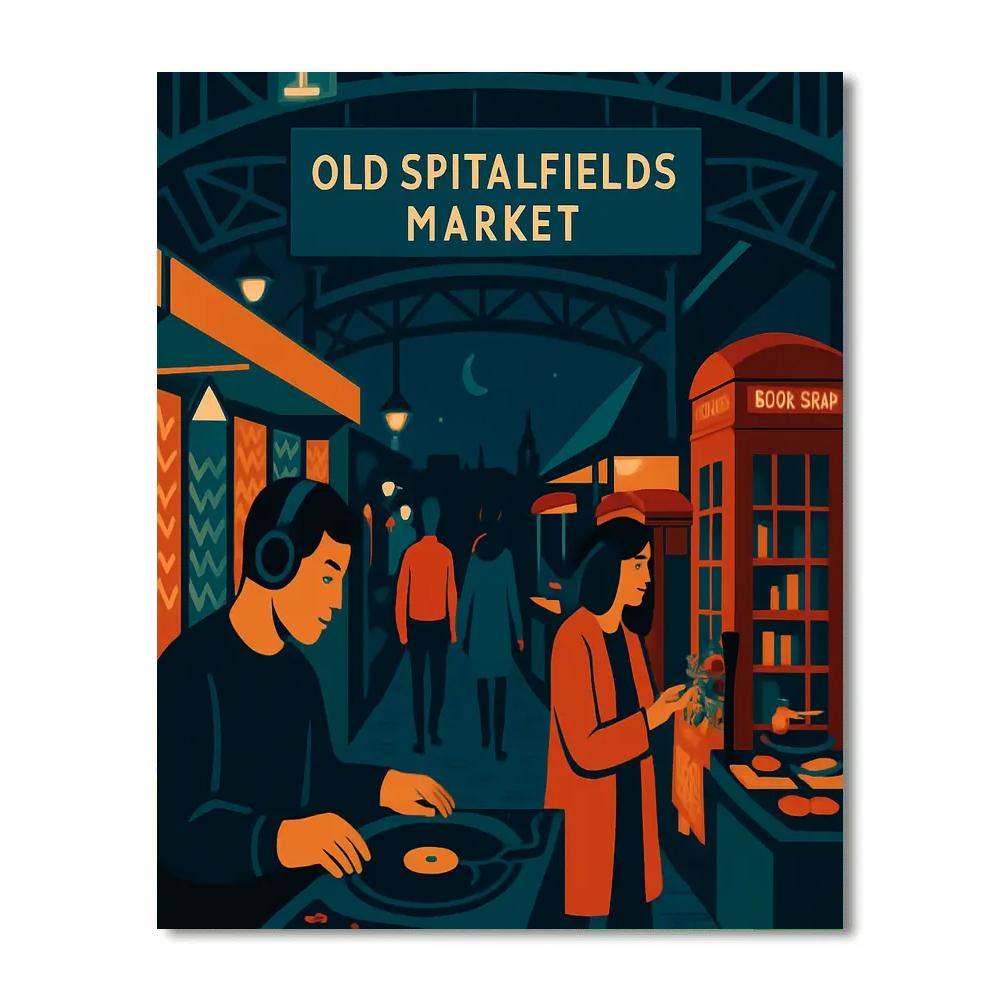 Midnight Vinyl Market In London Paint by numbers art