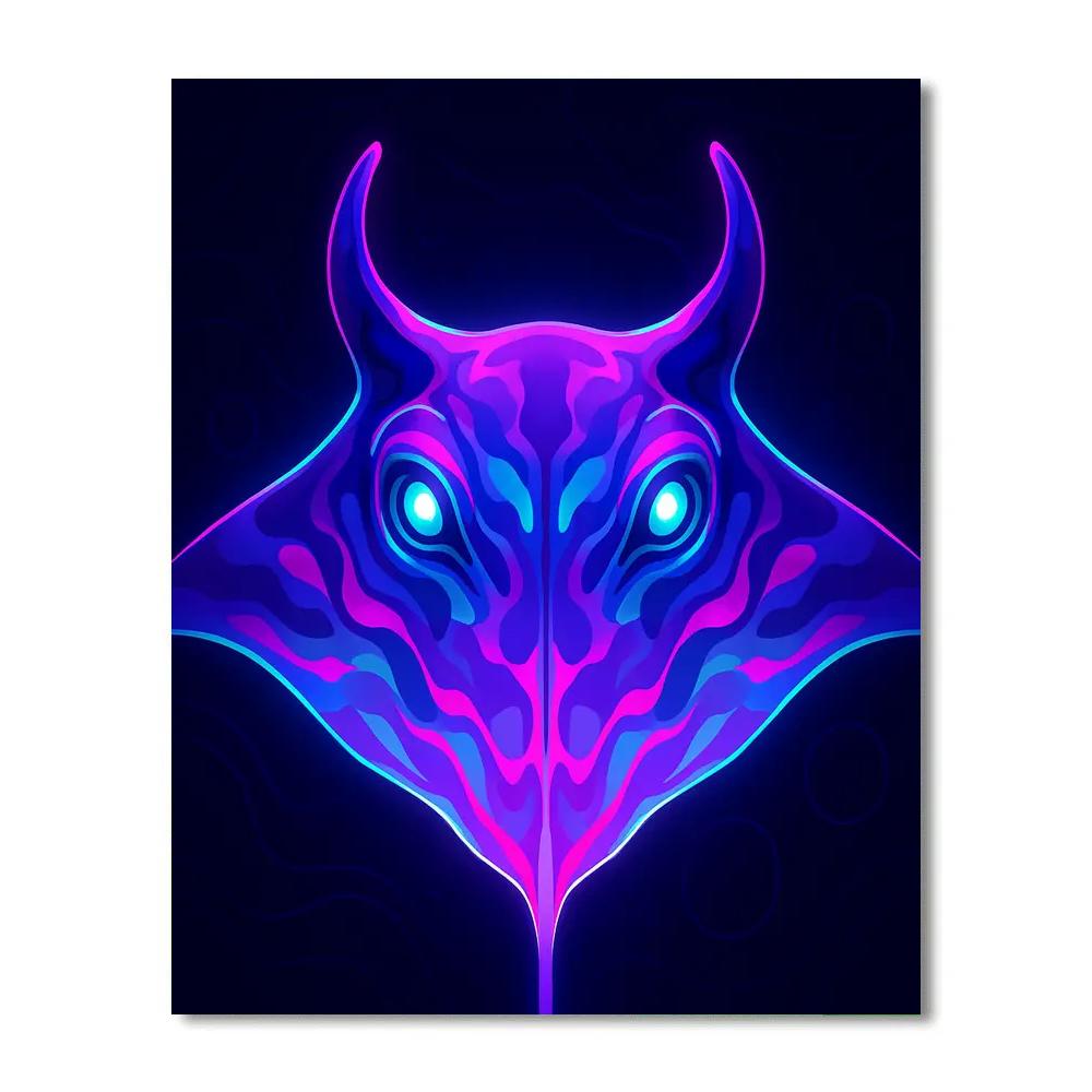 Neon Reef Manta Mirror Number painting
