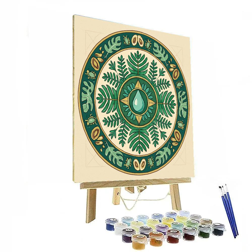 Rainforest Canopy Mandala Compass Number painting