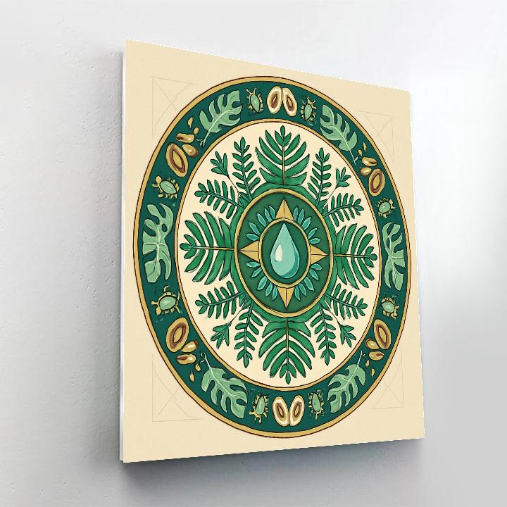 Rainforest Canopy Mandala Compass Number painting