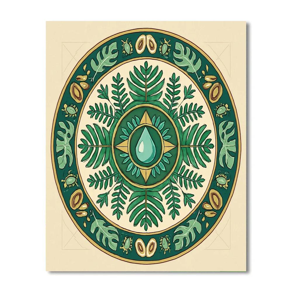 Rainforest Canopy Mandala Compass Number painting