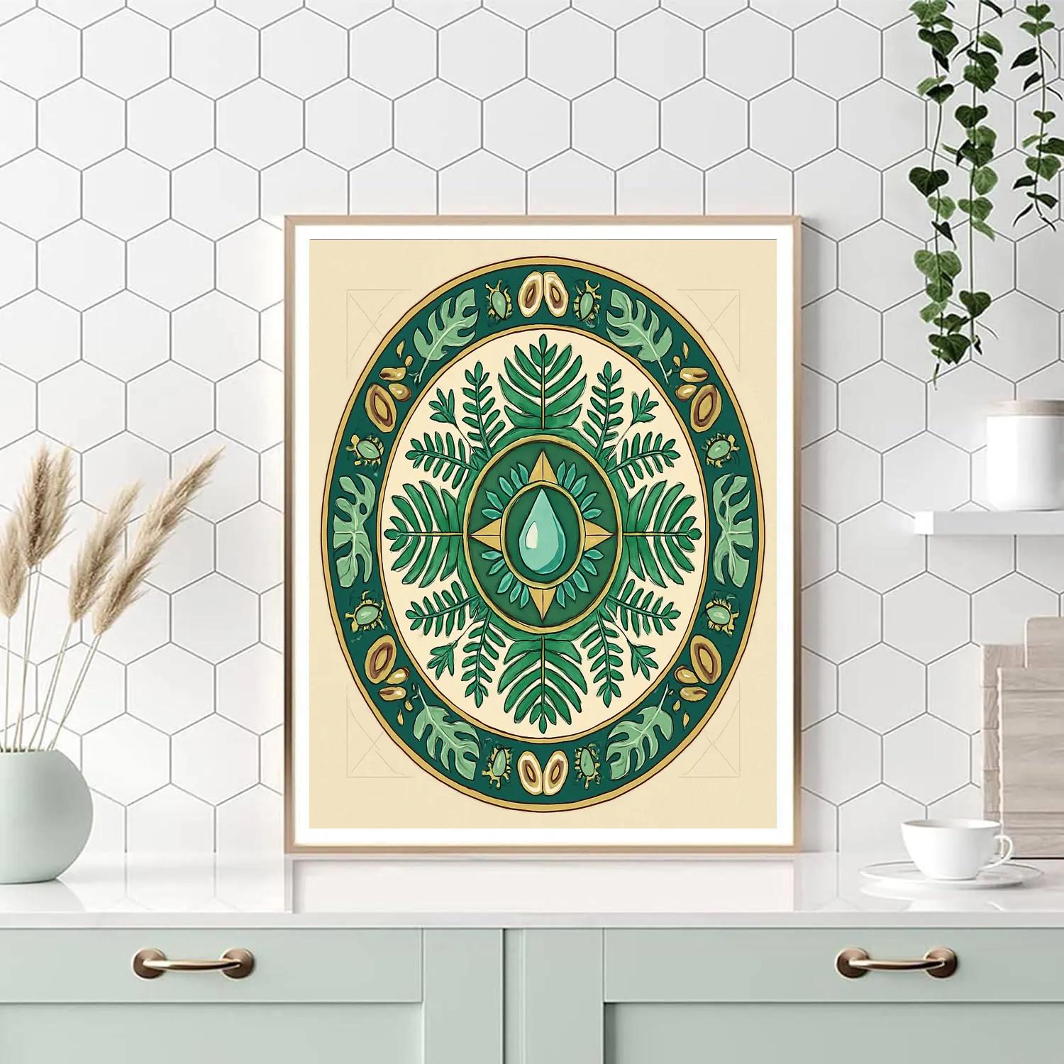 Rainforest Canopy Mandala Compass Number painting