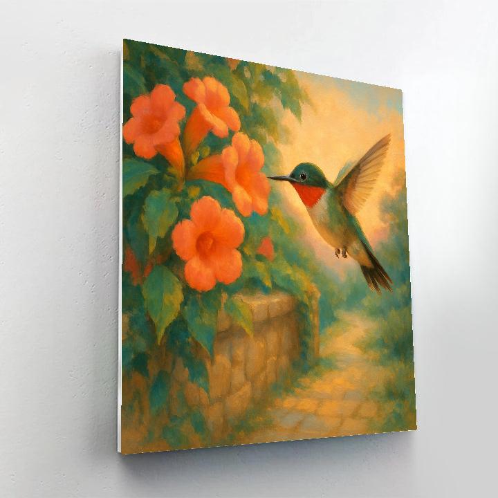 Terrace Sunset Hummingbird And Trumpet Vines Paint by numbers kits
