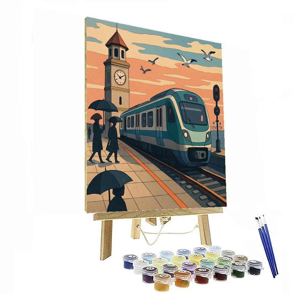 Harbor Clocktower Train Terminal Numbered painting kits