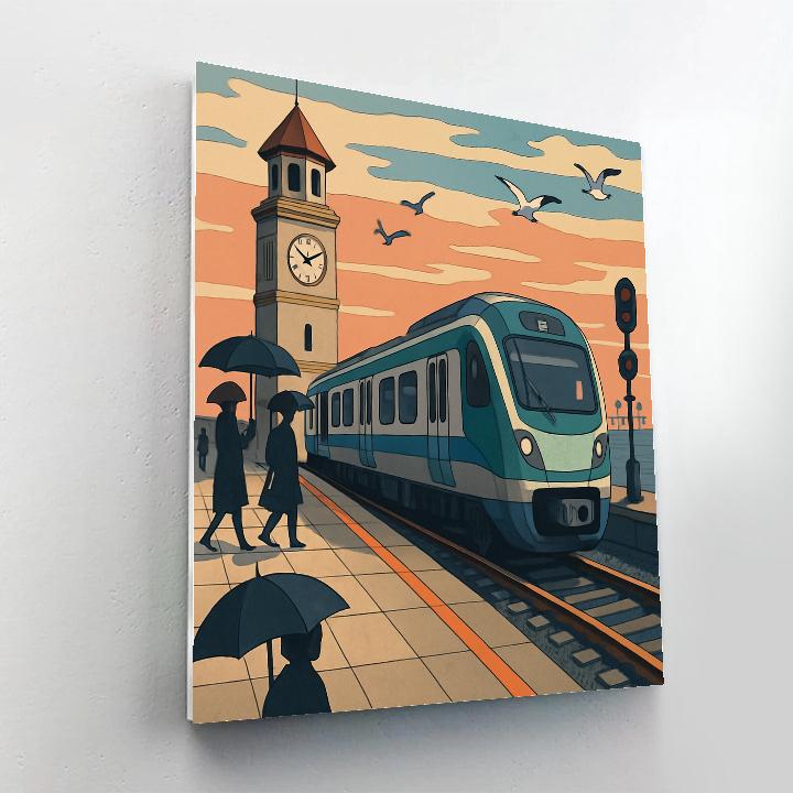 Harbor Clocktower Train Terminal Numbered painting kits