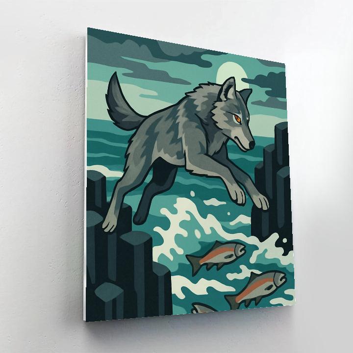 Basalt Tide Wolf Hunt paint by numbers