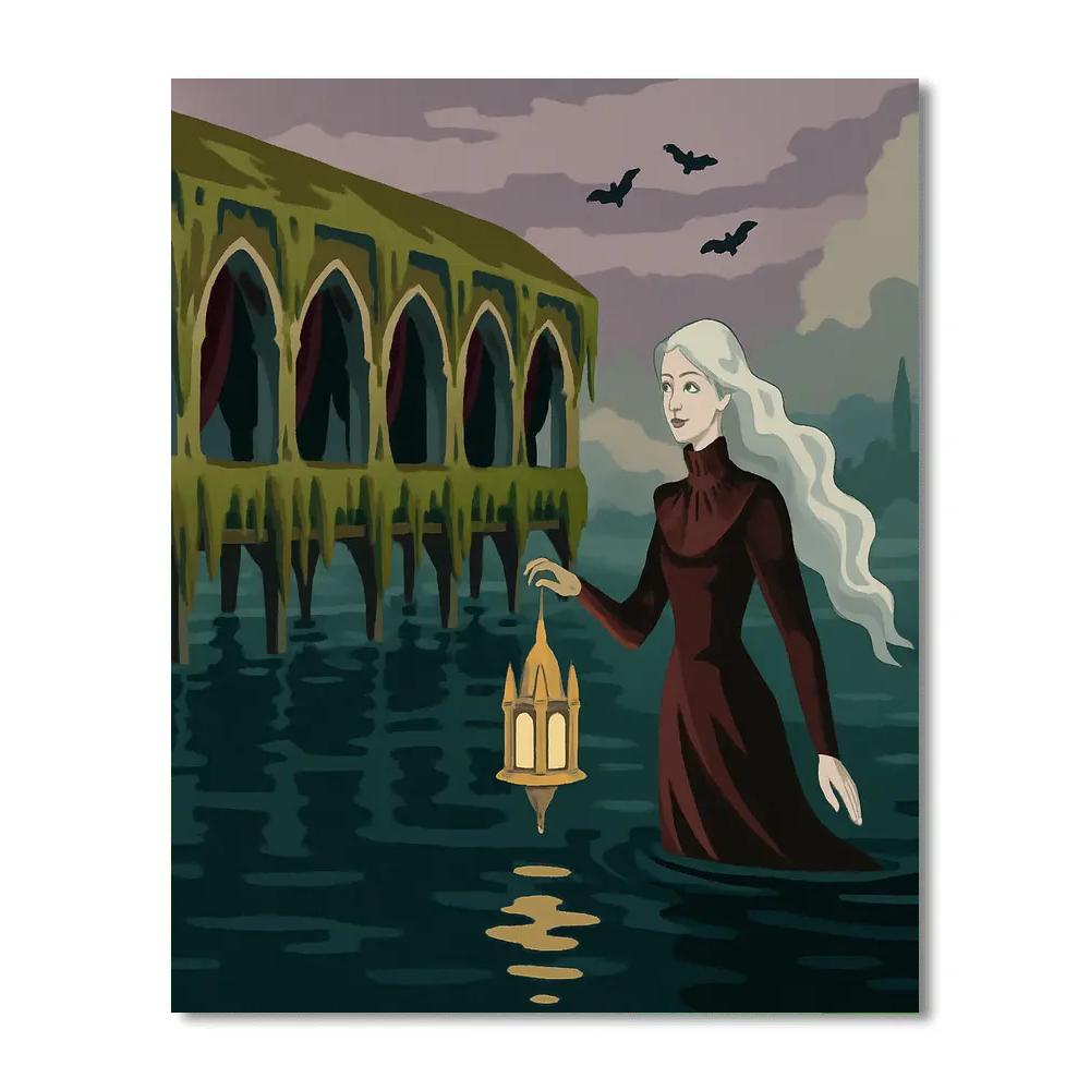 Velvet Marsh Hall With Gothic Lanterns painting number kit