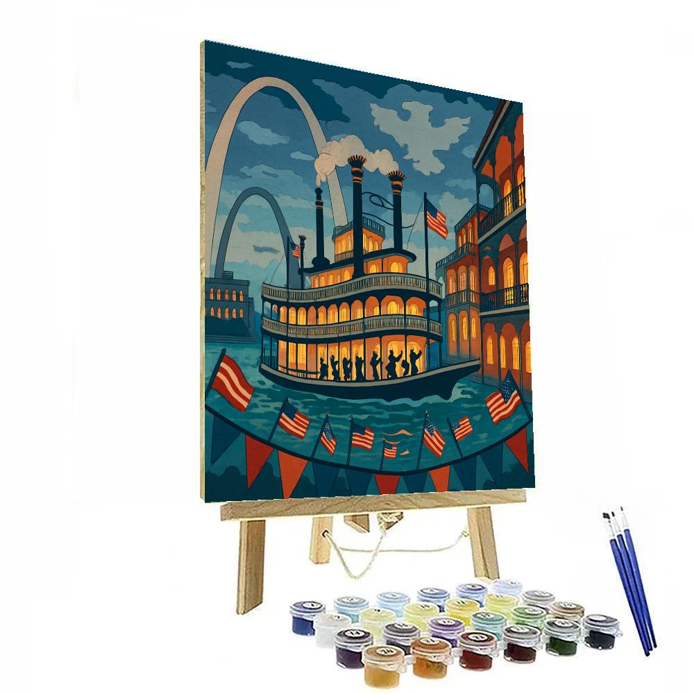 River Parade USA Skyline Mosaic paint by color