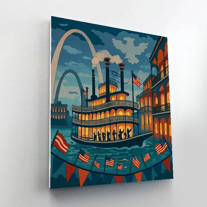 River Parade USA Skyline Mosaic paint by color