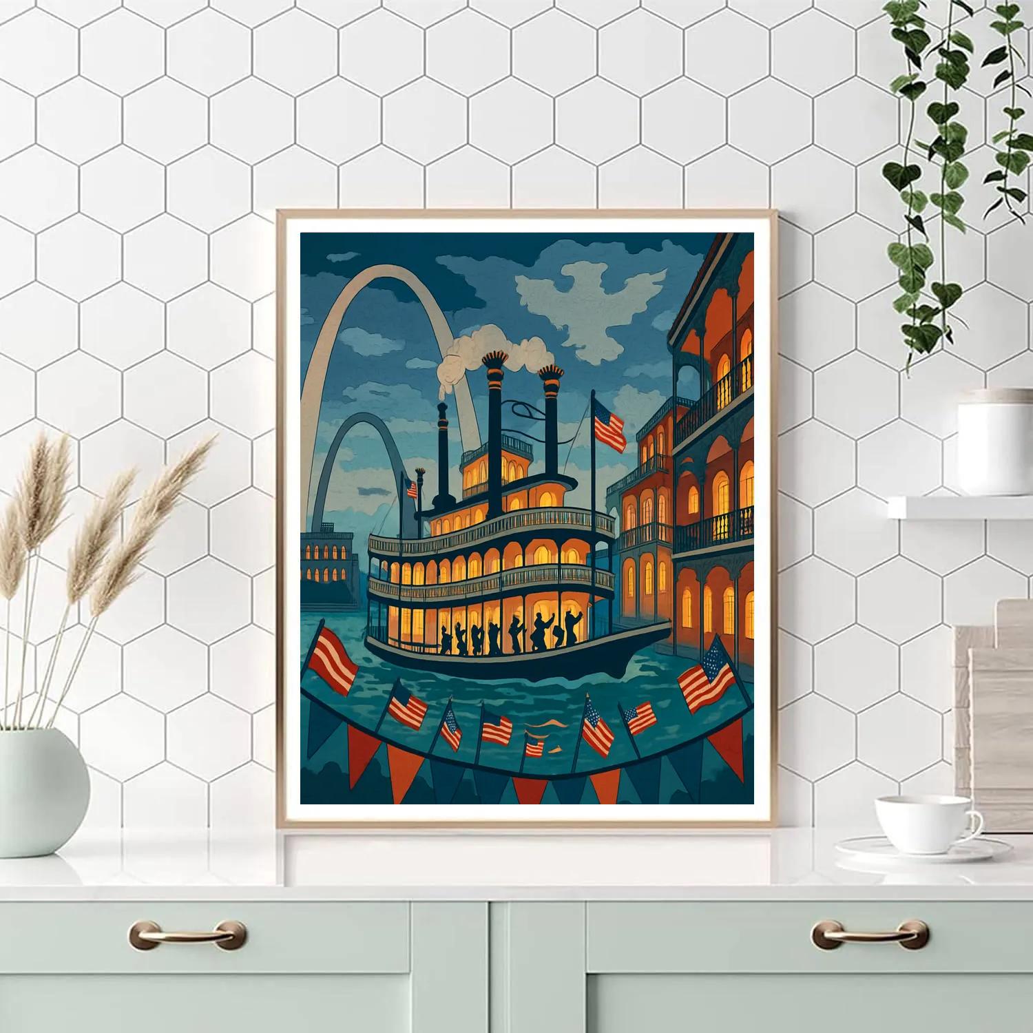 River Parade USA Skyline Mosaic paint by color