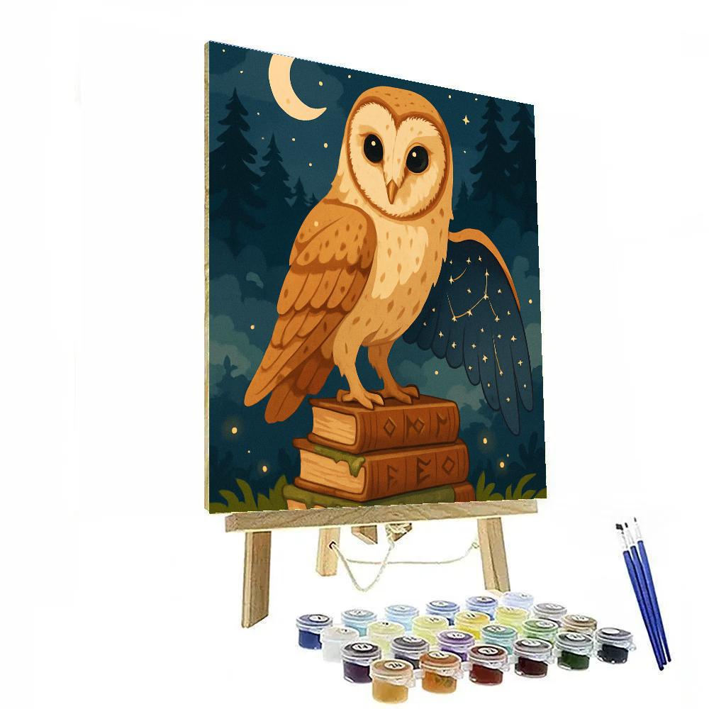 Moon Library Owl Reliquary paint by number