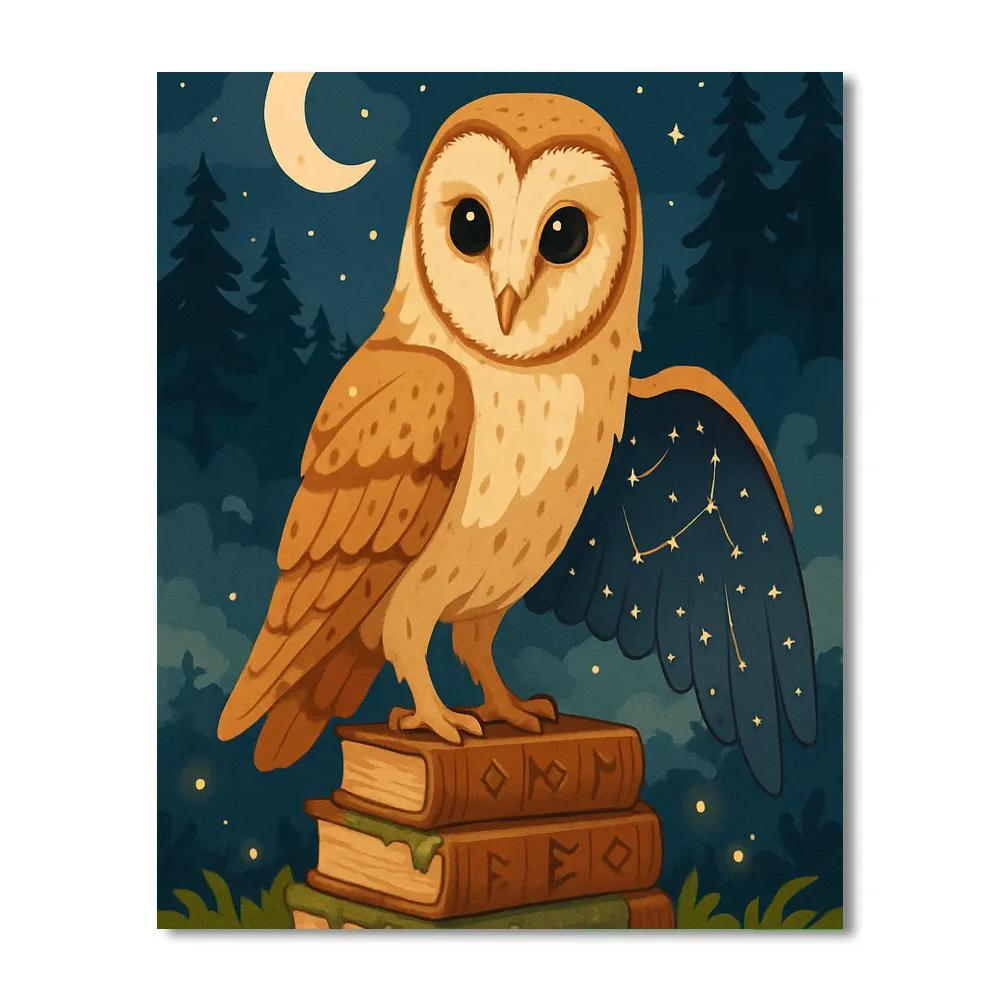 Moon Library Owl Reliquary paint by number