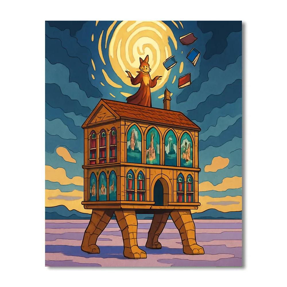 Wandering Library With Fantasy Windows Number painting